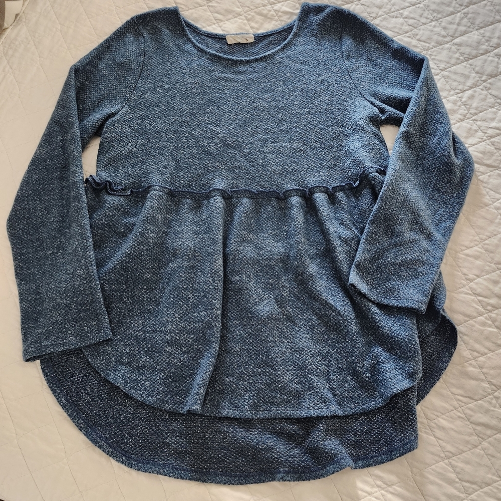 Women's Dark Teal Blue Long Sleeve Sweater Top